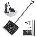 YAKESD Snow Shovel, Large Snow Removal with D-Grip Handle and Aluminum Edge Blade, 17.7" Snow Shovels for Winter Driveway Car Emergency