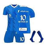 Hilal Riyadh Al Kit Kid, Kit for Boys Activewear Soccer Jersey for Kids Boys' Football Training Shirts Sports Shorts Boys' Tracksuits Football Kits Football Kit 10-11 Year (No.10,Kids 12-13 Years)