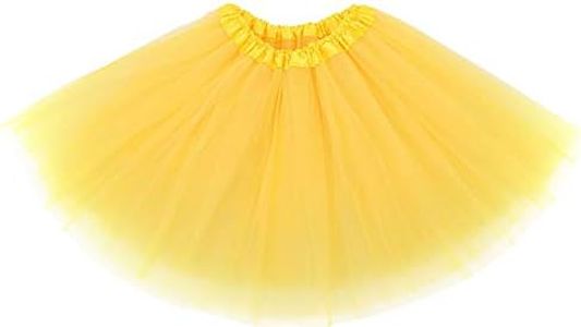 Simplicity Women's Classic Elastic, 3-Layered Tulle Tutu Skirt, Yellow, One Size