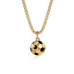 Football Necklace Stainless Steel Necklace Chain Soccer Chain Necklace Boys Necklace Football Gifts for Girls Pendant Necklace Unisex Jewelry with Chain for Soccer Lovers Soccer Team Gift (Gold)