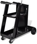 vidaXL Steel Welding Cart - Black Trolley with 3 Shelves - Strong Frame for Workshop Tools - 40 kg Load Capacity