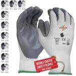 Pack 10 Pairs Reusable Nitrile Coated Nylon Cotton Safety Gloves For Men Industrial - Gardening Gloves - Hand Gloves For Men - Industrial Gloves - Working Gloves For Men Cut-resistant Work Gloves