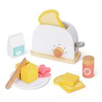 TOOKYLAND Wooden Pop Up Toaster Play Set, Play Toaster for Kid Kitchen, Wooden Play Kitchen Set with Accessories (10 pcs)…