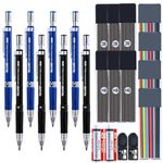 MyLifeUNIT 22 Pcs 2.0 mm Mechanical Pencils Set, 8 Pcs Lead Pencils with 10 Case Lead Refills 2B, HB Black & Colors, 2 Pcs Erasers and 2 Pcs Sharpeners for Drawing, Sketching and Drafting