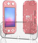 ECHZOVE Glitter Comfort Grip Case for Switch lite, Protective Hard Case for Switch lite Clear