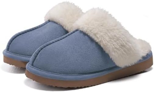 Litfun Women's Fuzzy Memory Foam Slippers Fluffy Winter House Shoes Indoor and Outdoor, Blue 6