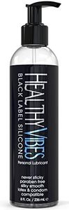 Premium Silicone Sex Lubricant by Healthy Vibes, 8 Oz Longest Lasting Personal Lube [Sensitive Skin on Women, Men, and Couples] Intimate Black Label | Paraben & Glycerin Free