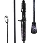 One Bass Fishing Pole 24 Ton Carbon Fiber Casting and Spinning Rods - Two Pieces, SuperPolymer Handle Fishing Rod for Bass Fishing -Black-Cast-6'0"