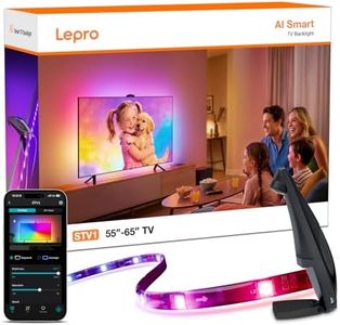 Lepro STV1 AI Smart TV Backlight with Ultrawide Camera for 55-65 Inch TVs, LightIMS Instant Sync, True-to-Screen Colour, LED Lights for TV Gaming Home Cinema, Works with Alexa, 2.4GHz WiFi, UK Plug