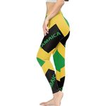 Irisjudy Women's High Waist Yoga Pants, Flowers Stretchy Tights Boho Skinny Trousers, Ladybugs Ankle Length Leggings XS-3XL, Jamaica Flag, 3X-Large