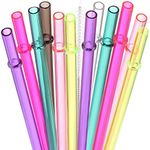 Dakoufish 13 Inch Long Reusable Tritan Replacement Drinking Straws for 40 oz,30 oz & 24 oz Mason Jar,Tumblers, Set of 12 with Cleaning Brush (13inch,7color)