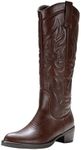 Vepose Women's 9810 Cowboy Boots Embroidered Slim Calf Western Cowgirl Knee High Boots,Whisky,Size 9M US (CJY9810 Whisky 09)