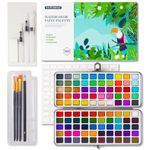 Watercolor Paint Set 100 Colors,Water Colors Paint Adult Set with Watercolor Paper and Water Brush Pens,Ideal for Kids,Artists and Hobbyists,Perfect Starter Kit for Painting,For Travel (100) (100)