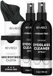 EVEO Eyeglass Cleaner Spray - No Streaks Technology with Microfiber Cleaning Cloth- Glasses Cleaning Kit - Glasses Cleaner Spray with Lens Cleaner Cloth - Screen & Eye Glasses Kit - 8oz (4ozx2)