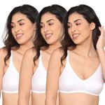 Kalyani Pranika Non Padded Cut & Sew Cups Everyday Bra, White,White,White_36B (Pack of 3)