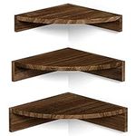 Alsonerbay Corner Shelf Floating Shelves Wood, Set of 3 Kitchen Corner Shelf Unit Wall Mounted Rustic Floating Wall Shelves for Bedroom Living Room Office Bathroom dark brown