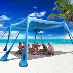 VIONMI Beach Canopy Beach Tent Pop Up Shade 10x10ft Sun Shelter UPF50+ with 8 Sandbags-2 Sand Shovel-4 Aluminum Poles-Ground Pegs-Portable Carrying Bag for Outdoor Family Camping Fishing Yard Picnic