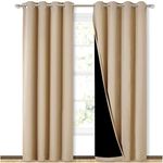 BFAM Thermal Insulated Ring 100% Blackout Curtain for Bedroom with Black Liner, Double Layer Full Room Darkening Window and Door Noise reducing Curtains,Ring parda,Pack of 1 Curtain