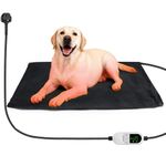 Fuutilake Heated Pet Pad 70x45cm – Waterproof Electric Cat & Dog Heating Mat with Timer & Temperature Control, Anti-Bite Steel Cord, Fast Warm-Up, Washable Corduroy Cover for Winter Warmth