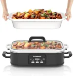 MAGNIFIQUE 4 Quart Casserole Programmable Slow Cooker with Ceramic Baking Dish - Perfect Kitchen Small Appliance for Family Dinners, Oven Safe and Durable Bakeware for Lasagna, Roasts