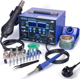 YIHUA 862BD+ SMD Hot Air Rework Station Soldering Iron Station, 2 in 1 Station with Temperature Stabilization Function and Electronic DIY Projects Rework Repair(UK Plug)