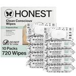 The Honest Company Clean Conscious Unscented Wipes | Over 99% Water, Compostable, Plant-Based, Baby Wipes | Hypoallergenic for Sensitive Skin, EWG Verified | Pattern Play, 720 Count