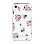 kate spade new york Phone Case | for Apple iPhone XR | Protective Phone Cases with Slim Design, Drop Protection, and Floral Print - Happy Rose Pink/Navy/Crystal Gems/Rose Gold/Gold/Clear