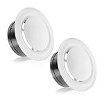 HG Power 4 Inch Round Vent Cover, 2-Pack ABS Adjustable Soffit Vent, Round Ceiling Diffuser for Exhaust Fan, Inline Duct Fan, Bathroom, Kitchen, Garage Use, Opening Size 3.59"