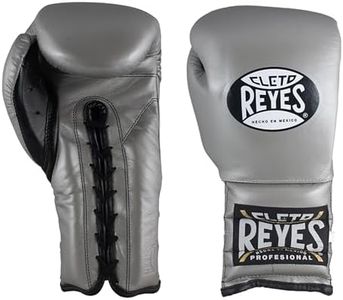 CLETO REYES Traditional Professional-Grade Boxing Gloves with Laces for Training, Sparring and Heavy Punching Bags for Men and Women, MMA, Kickboxing, Muay Thai, 14oz, Silver Bullet