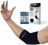 Doctor Developed Copper Elbow Brace & Elbow Support Sleeve AND DOCTOR WRITTEN HANDBOOK —GUARANTEED relief for Tennis elbow, Golfers Elbow, Arthritis, Elbow compression & support (Small)