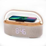 Multi-Function LED Lamp with Digital Alarm Clock, Qi Wireless Charging Pad, Speaker, FM Radio, Touch Control