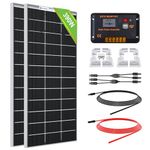 ECO-WORTHY 390W 12V Solar Panel Kit 1.56kWh/Day for Motorhome Caravan RV: 2pcs 195W Bifacial Solar Panels + 30A 12V/24V Charger Controller + RV Mounting Brackets + Extension Cables