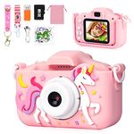 Kids Camera, Unicorn Digital Camera for 3-12 Year Old Girls, 1080P HD Selfie Video Camera for Kids with 32GB SD Card 48MP/2 Inch IPS Screen, Birthday Christmas Toy Gifts for 3 4 5 6 7 8 (Pink)