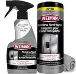 Weiman Stainless Steel Cleaner Kit - Fingerprint Resistant, Removes Residue, Water Marks and Grease from Appliances - Works Great on Refrigerators, Dishwashers, Ovens, and Grills - Packaging May Vary