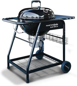 SnS Grills Patented Slow ‘N Sear MasterKettle Grill with Deluxe Insert, Easy Spin Grate for Two-Zone Charcoal Grill Cooking and Integrated Table, Low ‘N Slow Smoking and BBQing - Black 22-Inch