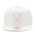 Mitchell & Ness Inter Miami CF MLS Miami M Logo Snapback Hat Cap, White, One Size