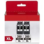 VOREDO PG-260 XL Black Ink Cartridge for Canon 260XL PG260 PG260XL CL 261XL 261 XL CL261 CL261XL High Yield Compatible for Canon TR7020 TR7020a TS6400 TS6420 TS6420a TS5320 Printer (2 Black)