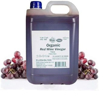 De La Rosa Organic Red Wine Vinegar, Filtered, Kosher for Passover, Vegan, Non-GMO & Gluten Free, Great for Salad Dressings, Marinades & More, Organic Red Wine Vinegar, 5 Liter (Pack of 1)