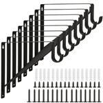 8 Pack Heavy Duty Closet Rod Brackets Holder 11 x 11 x 1 Inch, Black Closet Rod Support Bracket Black Steel Closet Rod Holders for Hanging Clothes, Wall Mounted Shelf Brackets