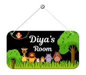 ASHVAH Animal Theme Personalised Kids Name Plate Wall/Door Sign Kids Room Décor- Size :- 28 x 14 cm, Name - Diya