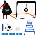 Hitish Kids Soccer Goals for Backyard, Portable Pop Up Soccer Nets with Carrying Bag, Toddler Goal Training Equipment with Ball, Agility Ladder, Cones and Target, Soccer Practice Set for Outdoor