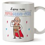 MUGFFINS Papi Tasse/Mug - J'aime Mon Super Grand-Père - Tasse Originale/Idee Fête des Pères/Cadeau Anniversaire/Future Papi. Céramique 350 ML