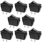 QTEATAK 8 Pcs SPST Snap-in ON-Off 2 Pin Snap Rocker Boat Switch Black AC 250V 15A 125V 20A for Car Auto Boat Household Appliances