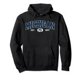 Michigan - Retro Vintage Style Cozy Michigan Pullover Hoodie