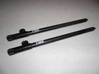 TMC 2 x Aluminium Bank Sticks 25-45 cm's. Rod Rests, Buzz Bar, Alarms. Fishing