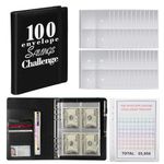 Toplive 100 Envelope Challenge Binder, Money Saving Challenge Book, Saving Challenge Budget Binder, Savings Challenges Binder, A5 Budget Binder Save $5,050 with Cash Envelopes (Black)