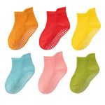 MOMISY kids Girl Boys children Non Slip Toddlers children Cotton Stretch Anti skid Regular Socks-6 Pairs (AntiSkid-Light, 3 to 5 years), Multicolor