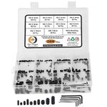 Epi-Torque; The Epic Torque #Doityourself 260pcs 10 Sizes M3/4/5/6/8 Allen Head Socket Hex Grub Screw Set Assortment Kit with Plastic Box & Matching Allen Keys 12.9 Class Black Alloy Steel