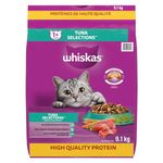 WHISKAS Adult Dry Cat Food - Tuna Selections Flavour, 9.1 kg Bag