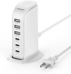 65W USB Charging Station for Multiple Devices, TESSAN USB C Charger Block for iphone13/14/15, Tablet, Earphone with 6 USB Blocks(3 USB C) USB Charging Hub for Home Office Travel Accessories